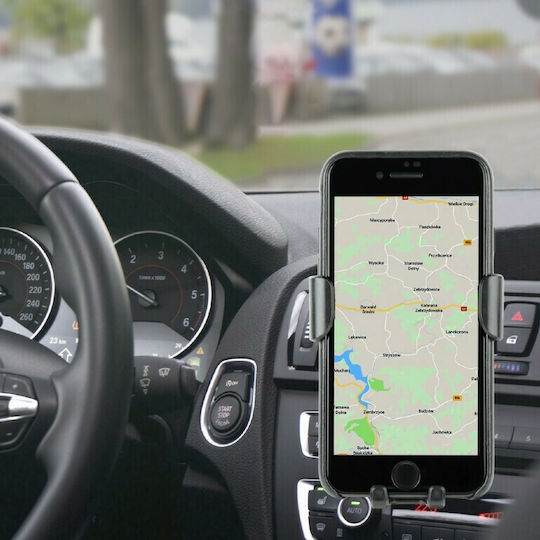 Lamtech Car Mobile Mount with Adjustable Hooks and Wireless Charging Black