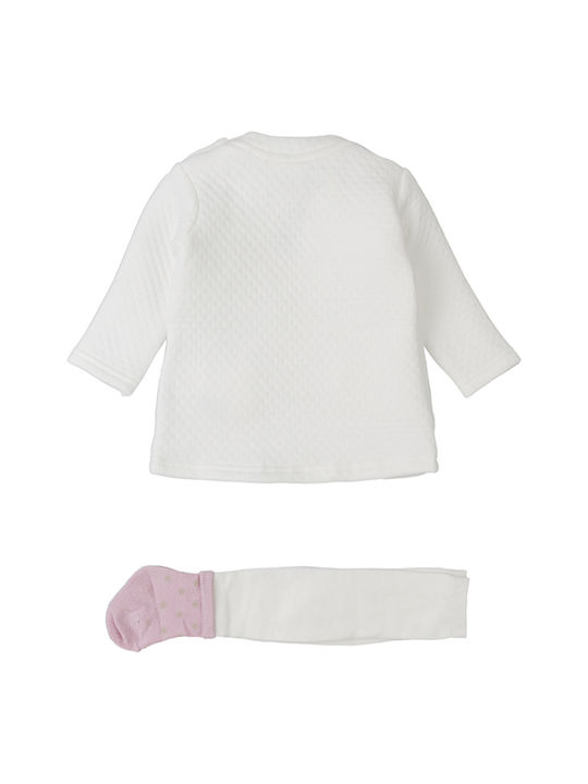 Losan Kids Dress Set with Tights Long Sleeve White