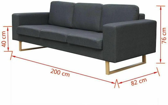 Dreisitzer Sofa Grau 200x82x76cm