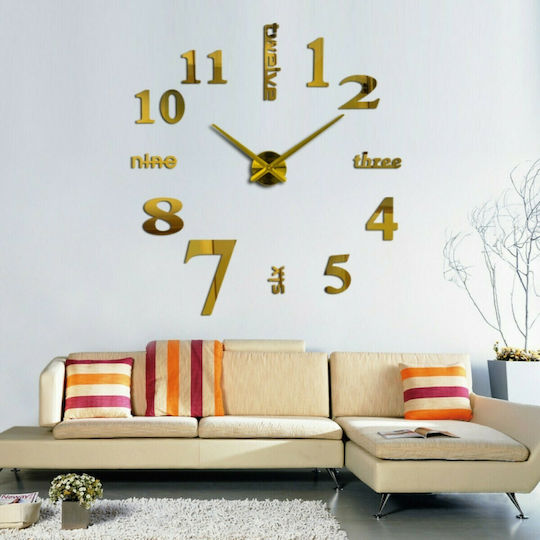 Modern 3D Wall Clock Sticker Plastic Gold Modern 3D Wall Clock Sticker Plastic Gold