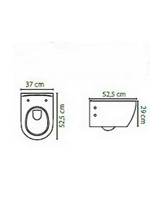 Cerastyle City Rimless Wall-Mounted Toilet that Includes Slim Soft Close Cover White