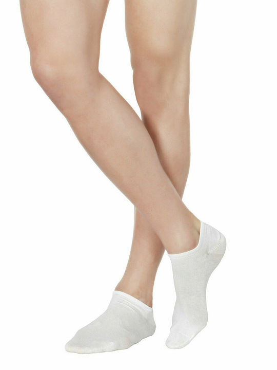 Pompea Damen Einfarbige Socken Weiß 3Pack