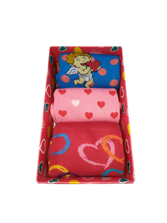 Pournara Valentine Gift Femei Șosete cu Model Multicolor 3Pachet