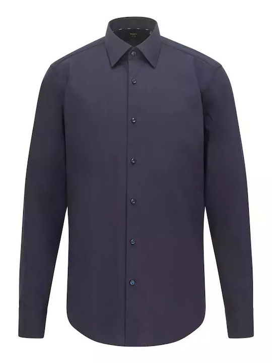 Long-sleeved Cotton Shirt Navy Blue