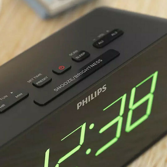 Philips Ceas De Masă Digital LED Cu Ceas Deșteptător Și Radio Negru TAR3306/12