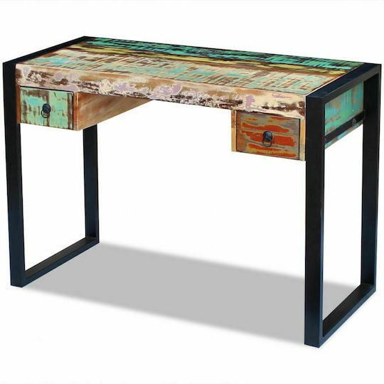Бюро Vdxl от Масивно Дърво Многоцветно / Черно С Метални Крака 110x50x77см