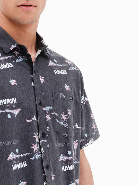 Short-sleeved Shirt Floral Black