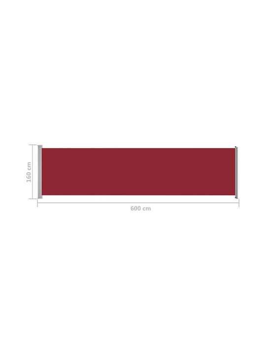 vidaXL Πλαϊνό Ρολό Σκίασης Κήπου Κόκκινο 1.6x6m