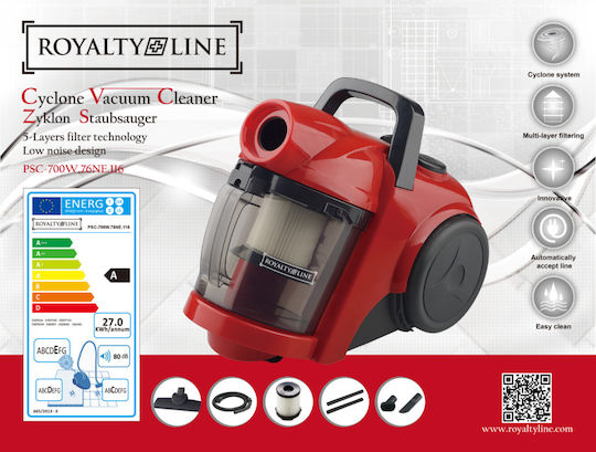 Royalty Line RL-PSC700W.76NE Vacuum Cleaner 700W Bagless 2lt Red