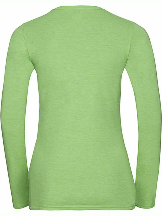 Russell Europe Femei Bluza Promotională Mânecă Lungă Verde Marl