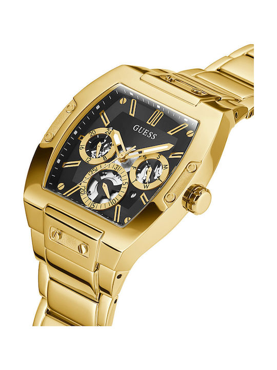 Guess Ανδρικό Ρολόι 43mm Χρονογράφος Μπαταρίας με Χρυσό Ατσάλινο Μπρασελέ