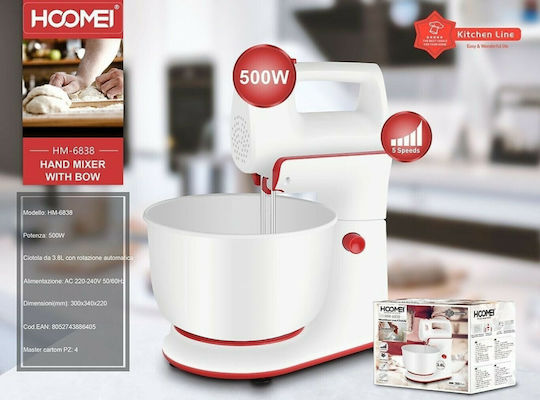 Hoomei Mixer mit Edelstahlbehälter 3.8Es Weiß 300W