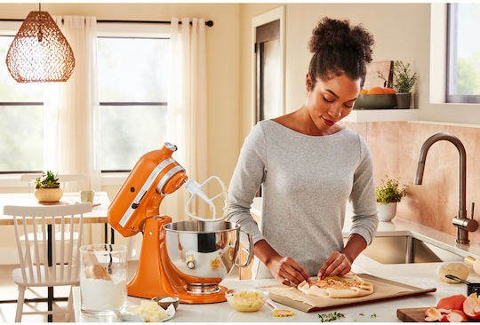 Kitchenaid Artisan Food Processor Orange Stand Mixer 300W with Stainless Mixing Bowl 4.8lt