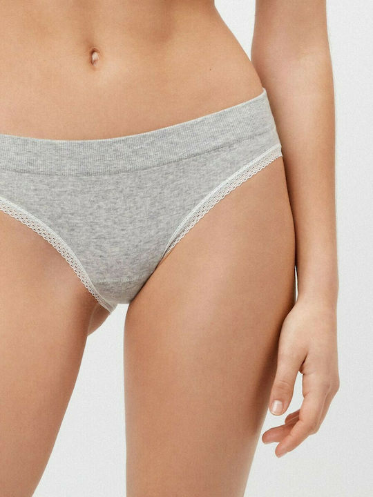 Gisela Lace Underwear Set with Sports Bra & Slip Gray