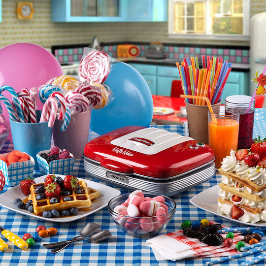 Ariete Party Time 1973 Гофретник за Квадратни Гофрети 2 Места 700W Червен