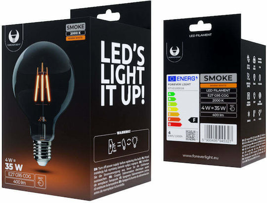 Forever Light Λάμπα LED 4W για Ντουί E27 και Σχήμα G95 Θερμό Λευκό 400lm