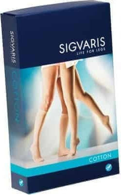 Sigvaris Cotton Short Plus Socks Thigh High Graduated Compression Open 22-32 mmHg Beige