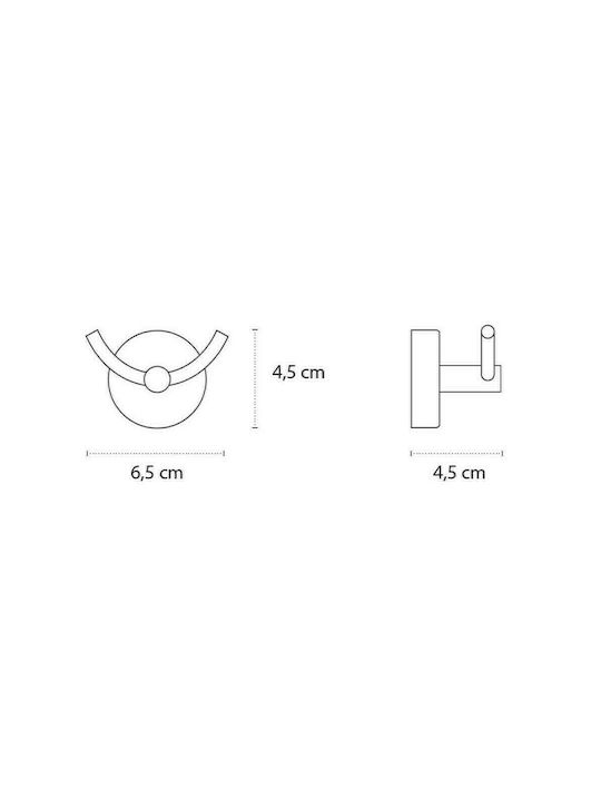 Karag Moderno Double Wall-Mounted Bathroom Hook ​6.5x4.5cm Inox Silver 2202