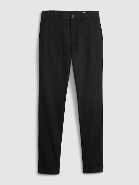 Pantaloni Chino Elastic cu Croială Slim Negru