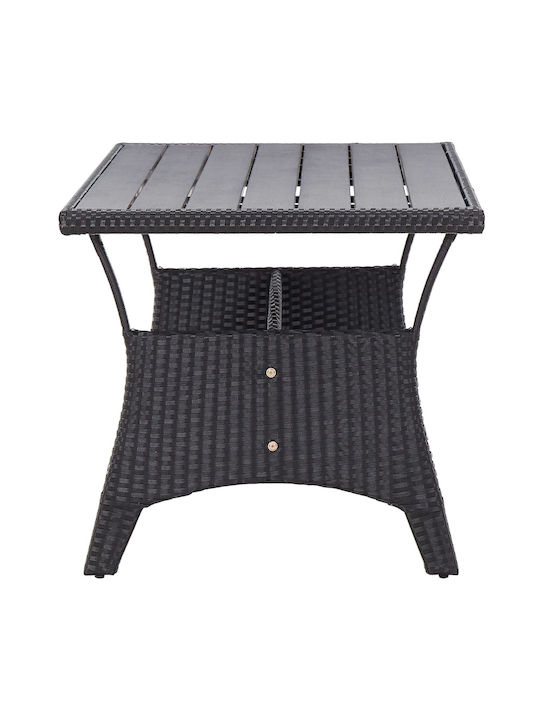 Τραπέζι Εξωτερικού Χώρου Rattan Μαύρο 120x70x66εκ.