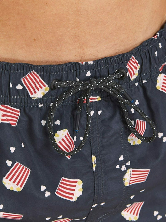 Crete Men's Swimwear Shorts Navy Blue with Patterns