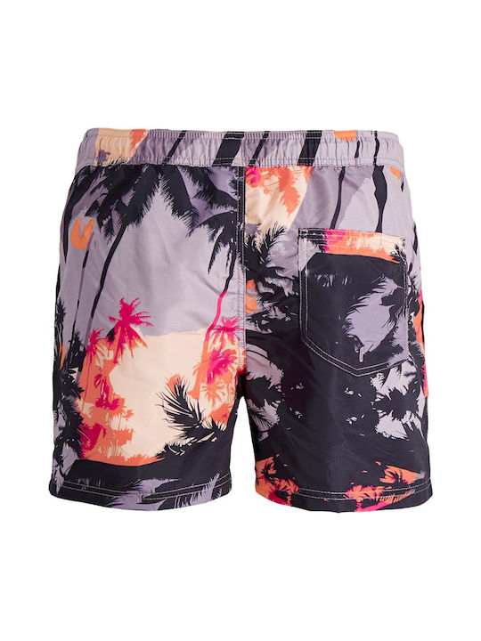 Jack & Jones Palm Trees Men's Swimwear Printed Shorts Coral