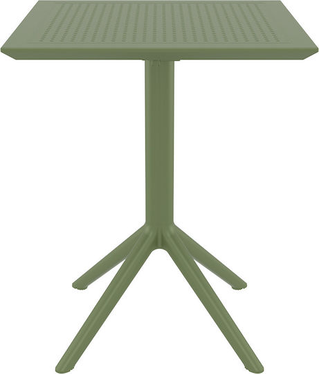Tisch Café für kleine Außenbereiche Zusammenklappbar Sky Olive Green 60x60x74cm