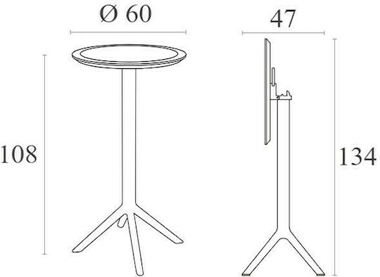 Sky Outdoor Bar Foldable Polypropylene Table Olive 60x60x108cm