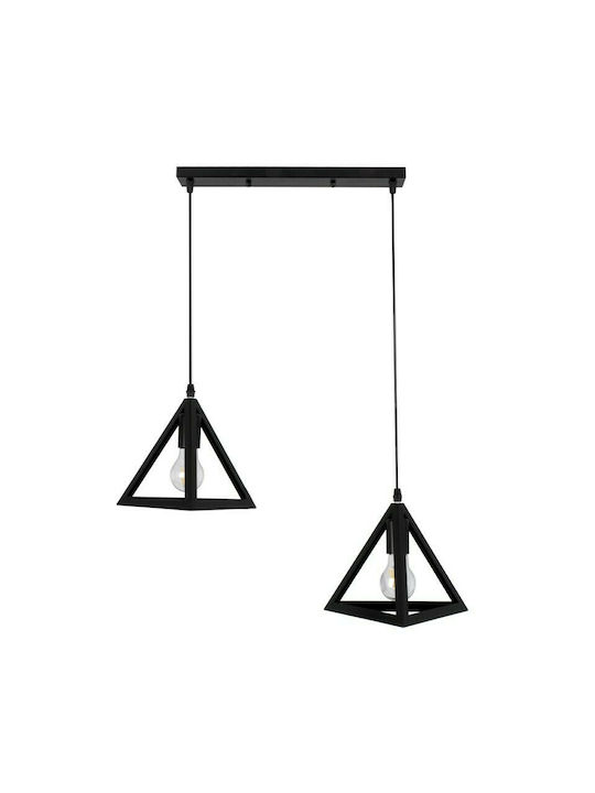 GloboStar Triangle Pendant Light Black Grid with Socket E27 60x22x130cm