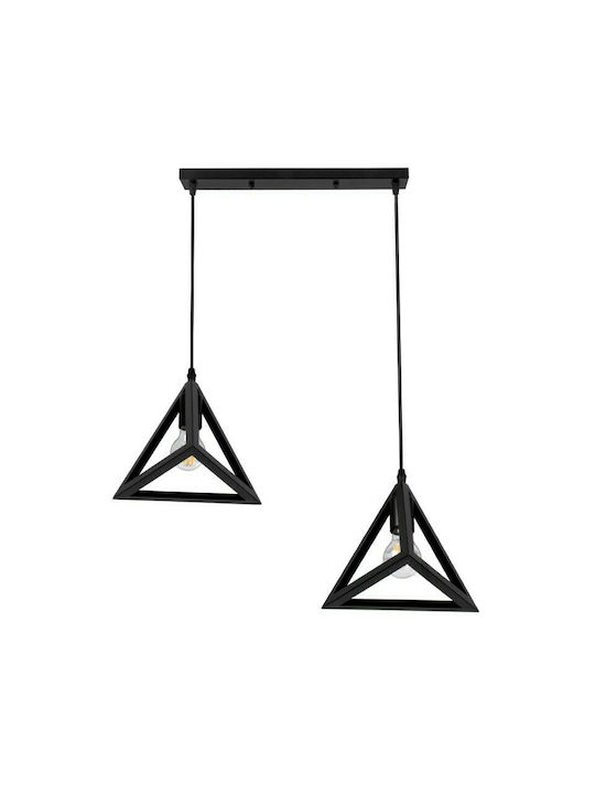 GloboStar Triangle Pendant Light Black Grid with Socket E27 60x22x130cm