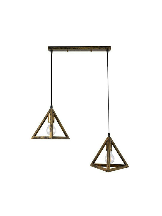 GloboStar Triangle Висящо Осветително Тяло Бронзов Мрежа с Цокъл E27 60x22x130см.