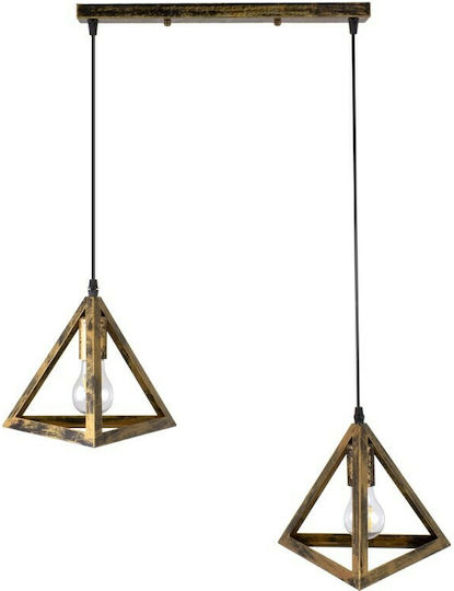 GloboStar Triangle Pendant Light Bronze Grid with Socket E27 60x22x130cm