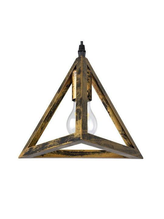 GloboStar Triangle Висящо Осветително Тяло Бронзов Мрежа с Цокъл E27 60x22x130см.