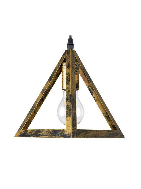 GloboStar Triangle Висящо Осветително Тяло Бронзов Мрежа с Цокъл E27 60x22x130см.