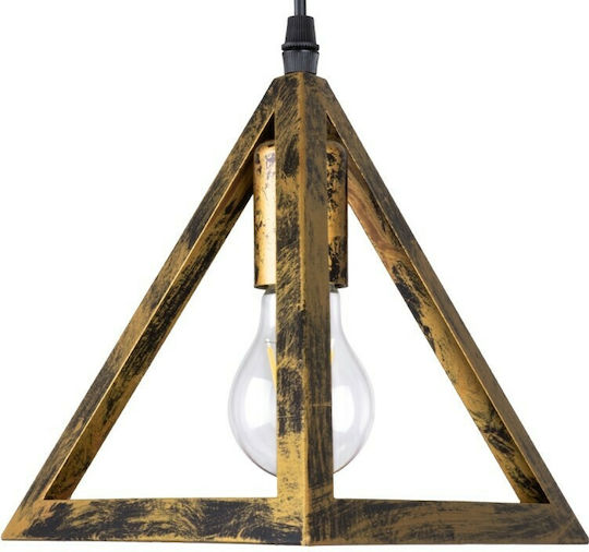 GloboStar Triangle Pendant Light Bronze Grid with Socket E27 60x22x130cm