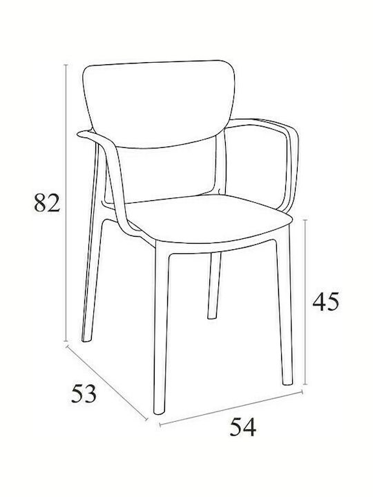 Outdoor Chair Polypropylene Lisa Black 54x53x82cm