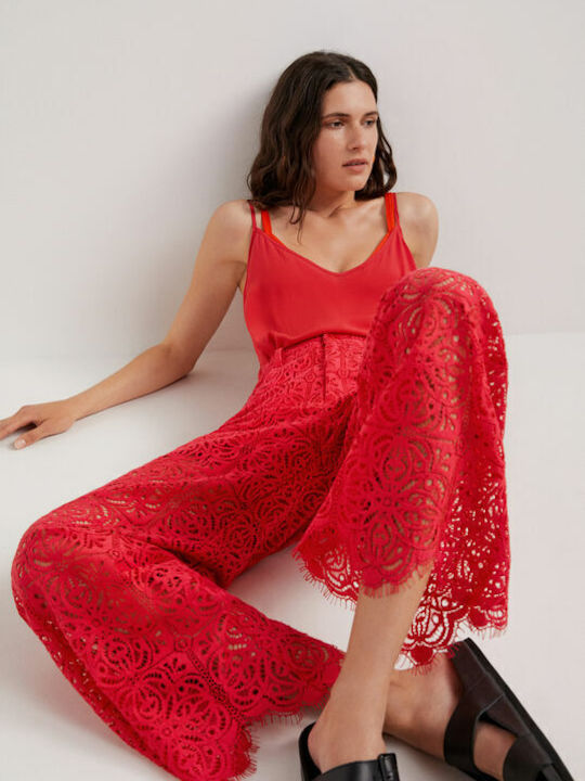 Austin Women's High-waisted Fabric Trousers Regular Fit Red