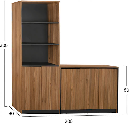 Ξύλινη Ντουλάπα Γραφείου Supreme Καρυδί 200x40x200cm