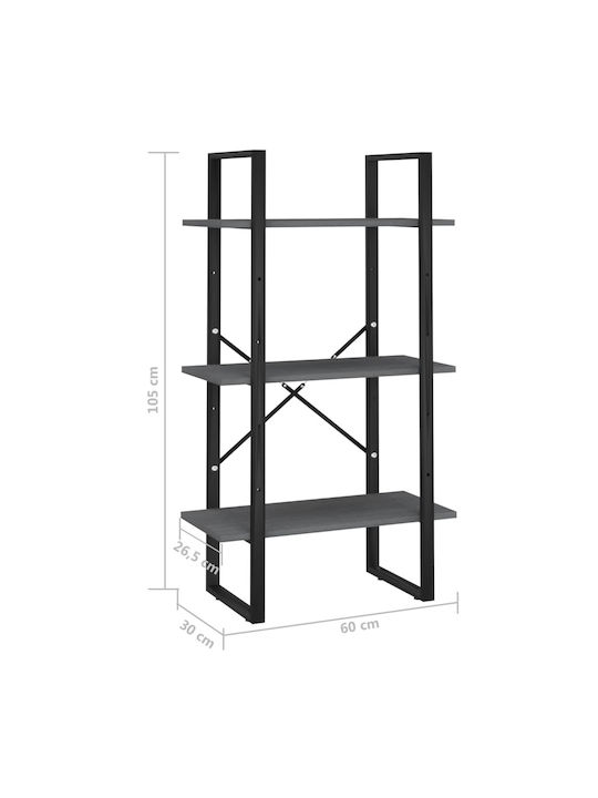 Βιβλιοθήκη Γκρι 60x30x105εκ.