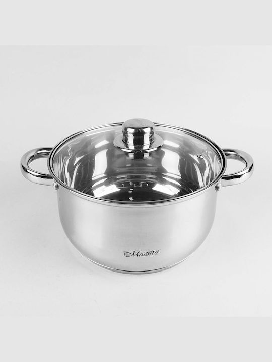 Maestro Pots Set of Stainless Steel with No Coating Silver 6pcs