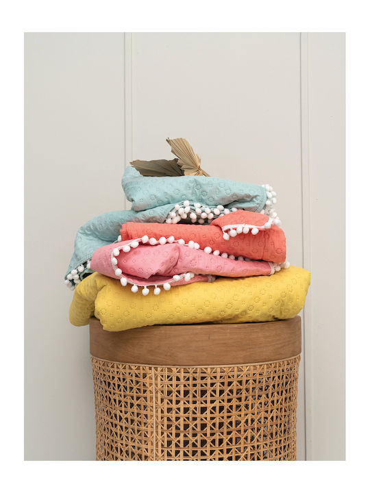 Palamaiki Juniper Coverlet Queen Size Microfiber Coral 220x240cm