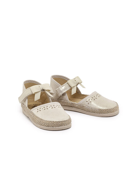 Vulladi Kids Espradrilles with Hoop & Loop Closure Beige