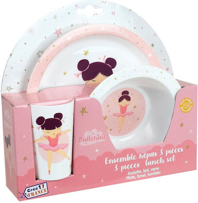 Ango Feeding Set Ballerine made of Plastic Pink 3pcs