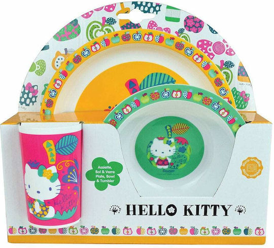 Ango Feeding Set Hello Kitty made of Plastic Multicolour 3pcs