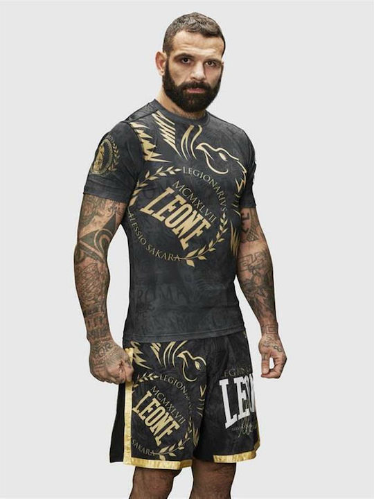 Leone Legionarivs Bărbați Cu mânecă scurtă Tricou AB925 Rashguard pentru Jiu-Jitsu Neagră