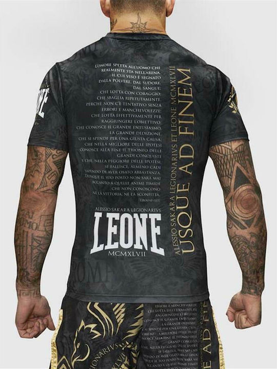 Leone Legionarivs Ανδρική Κοντομάνικη Μπλούζα AB925 Rashguard για Jiu-Jitsu Μαύρη