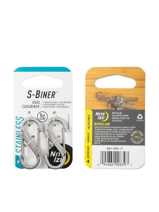 Niteize Set Metallic Silver Keychains S-Biner 2 Pieces