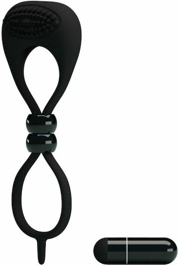 Pretty Love Double Ring Penis & Testicles Δονούμενο Δαχτυλίδι Πέους & Όρχεων Black