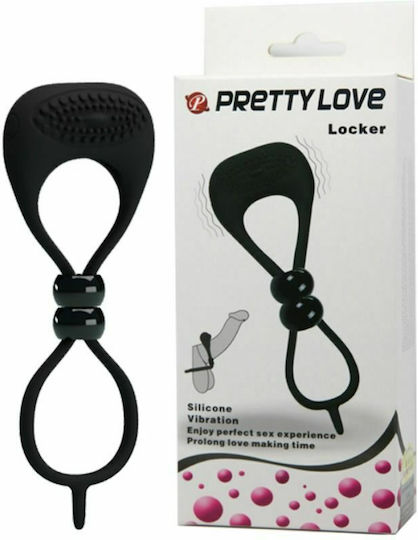 Pretty Love Double Ring Penis & Testicles Δονούμενο Δαχτυλίδι Πέους & Όρχεων Black