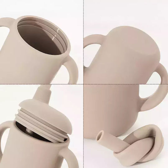 Baby Donkey Toddler Silicone Cup with Handles and Straw 160ml for 6m+ Yellow